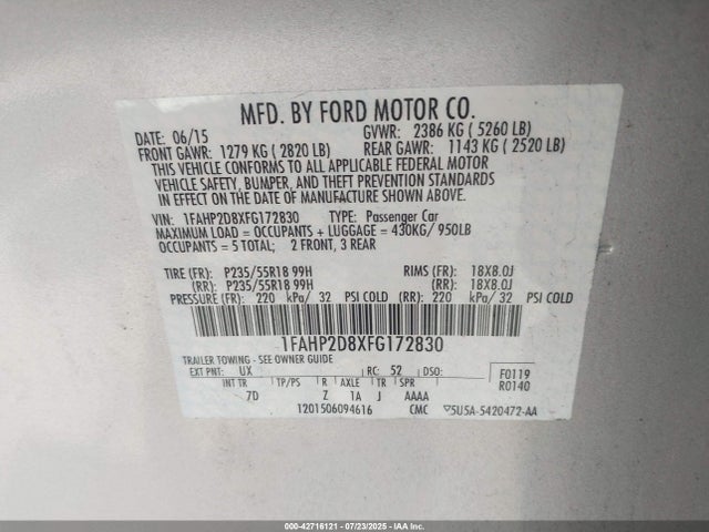 Ford 2015 2015 1FAHP2D8XFG172830 Image 9