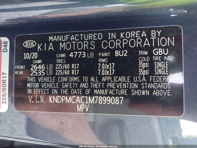 2021 KIA SPORTAGE KNDPMCAC1M7899087 Photo 8