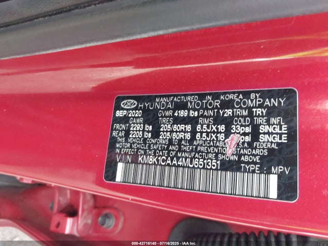 Hyundai mpi nu 2021 KM8K1CAA4MU651351 Image 9