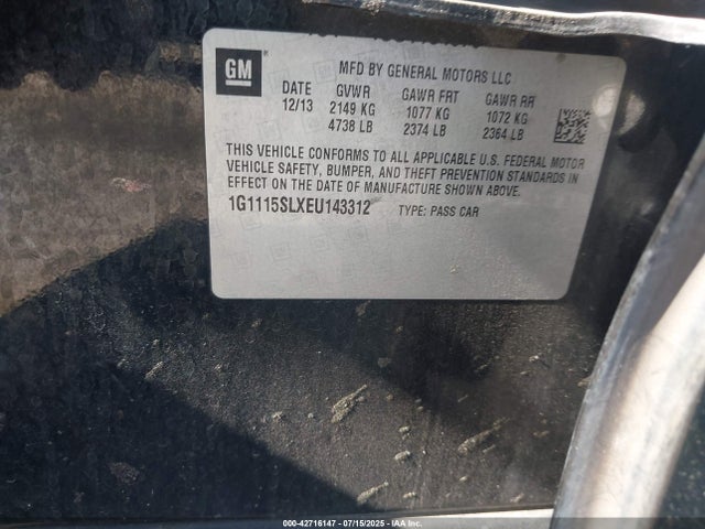 Chevrolet Impala 2014 1G1115SLXEU143312 Image 21