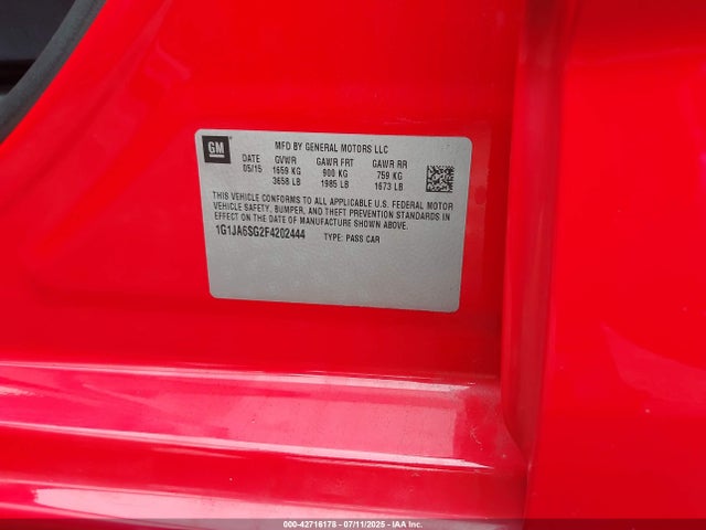Chevrolet lwe 2015 1G1JA6SG2F4202444 Image 9