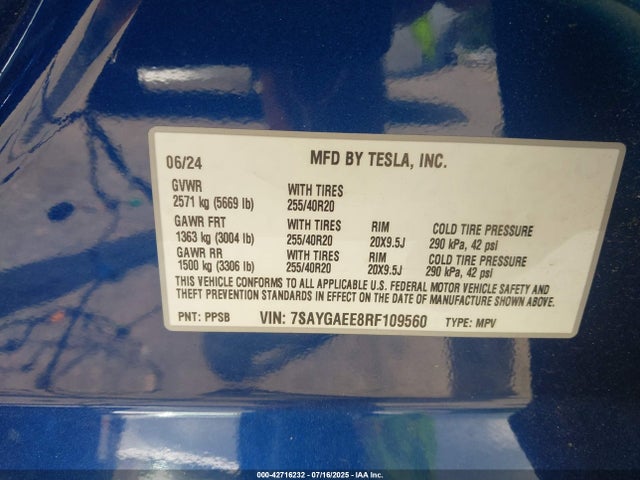 Tesla 2024 2024 7SAYGAEE8RF109560 Image 9