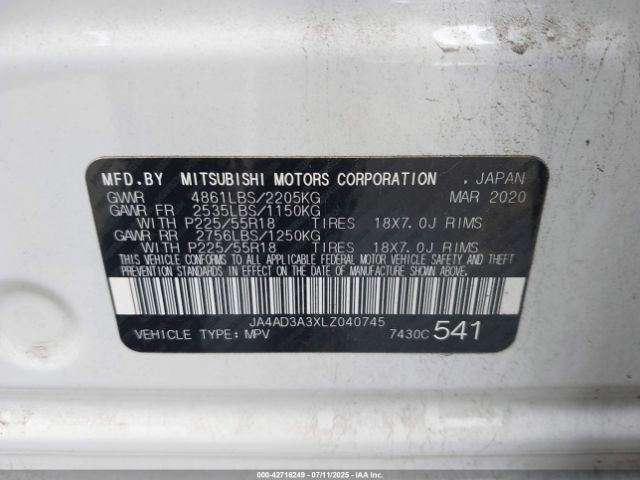 2020 MITSUBISHI OUTLANDER JA4AD3A3XLZ040745 Photo 8