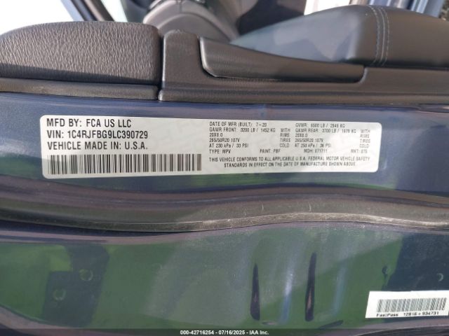 2020 JEEP GRAND CHEROKEE 1C4RJFBG9LC390729 Photo 8