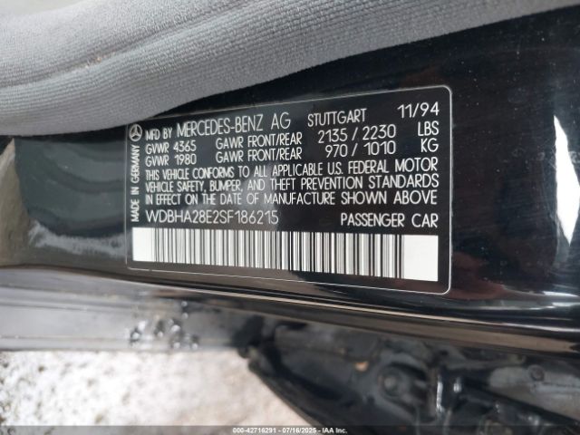 1995 MERCEDES-BENZ C WDBHA28E2SF186215 Photo 8
