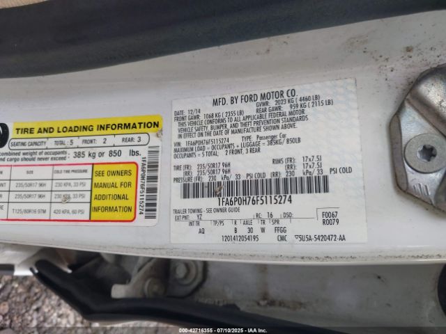 2015 FORD FUSION 1FA6P0H76F5115274 Photo 8