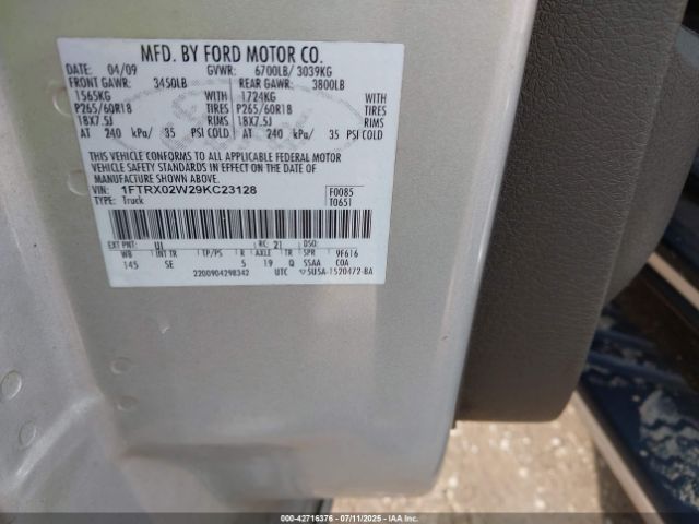 2009 FORD F-150 1FTRX02W29KC23128 Photo 8