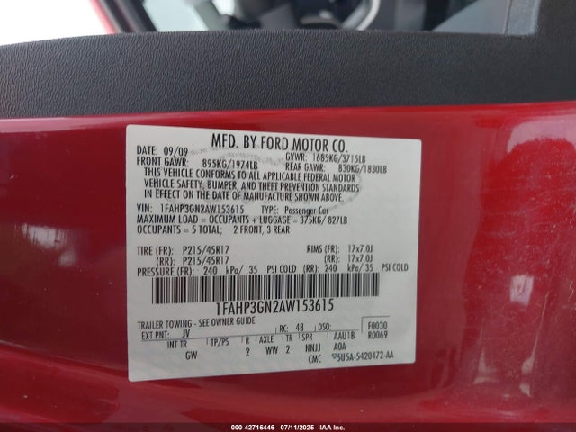 2010 FORD FOCUS 1FAHP3GN2AW153615 Photo 8