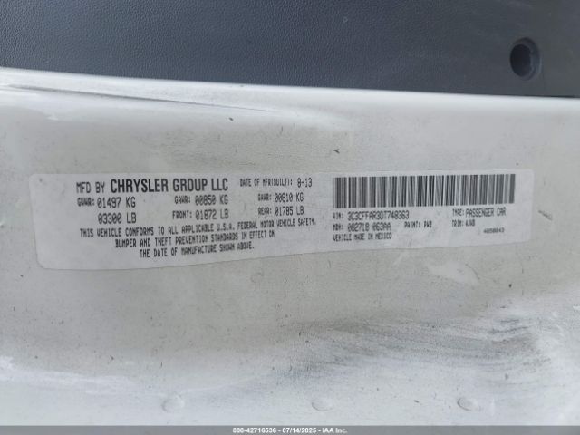 2013 FIAT 500 3C3CFFAR3DT748363 Photo 8