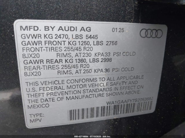 2025 AUDI Q5 WA1GAAFY7S2053682 Photo 8