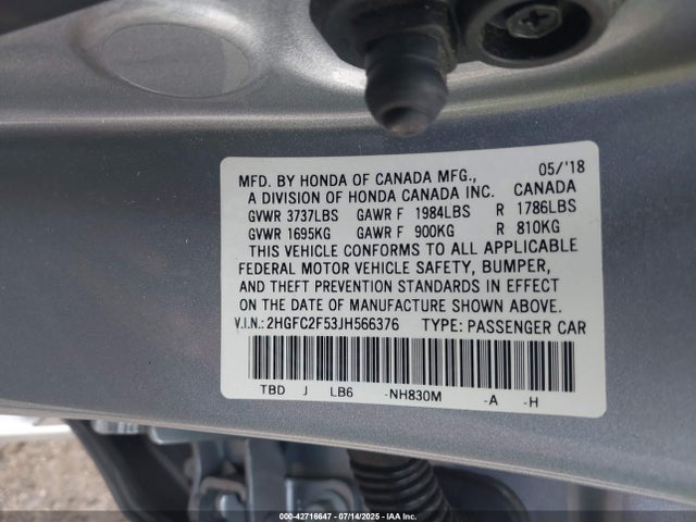 2HGFC2F53JH566376 Honda k20c2