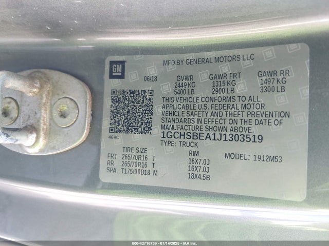 Chevrolet lcv - spark ignited direct injection, variable valve timing, dcvcp, e85 max, e0-e100, alum 2018 1GCHSBEA1J1303519 Image 9