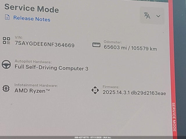 7SAYGDEE6NF364669 Tesla 2022