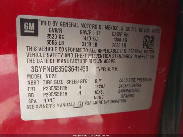 2012 CADILLAC SRX 3GYFNDE35CS641433 Photo 8
