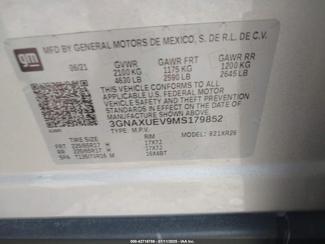 Chevrolet lyx 2021 3GNAXUEV9MS179852 Image 9