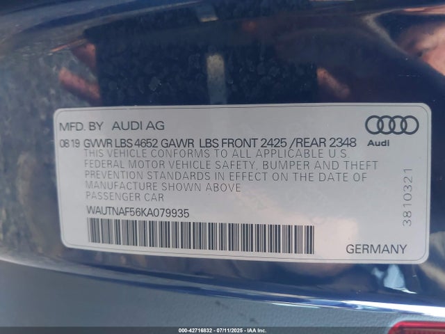 2019 AUDI A5 WAUTNAF56KA079935 Photo 8