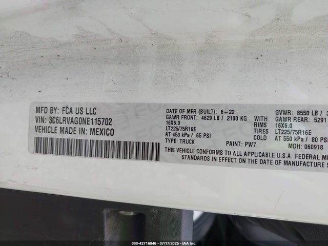 3C6LRVAG0NE115702 RAM Promaster 1500