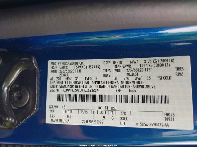 Ford 5.0l 4v 2018 1FTEW1E56JFE32654 Image 9