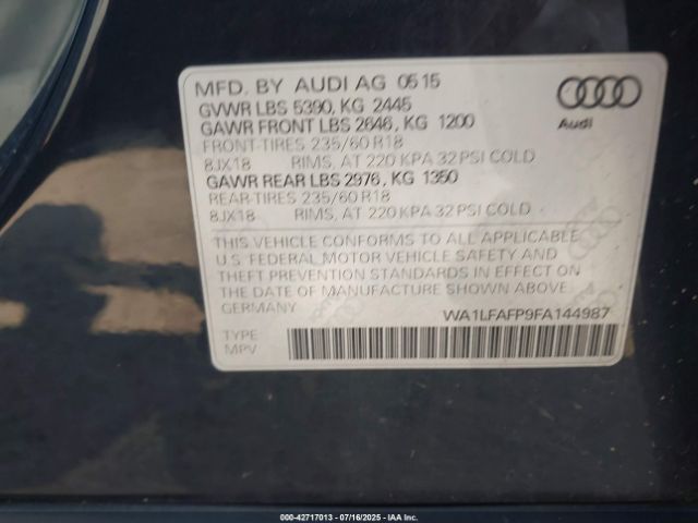 2015 AUDI Q5 WA1LFAFP9FA144987 Photo 8