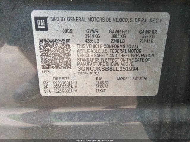 2020 CHEVROLET TRAX 3GNCJKSB8LL151994 Photo 8
