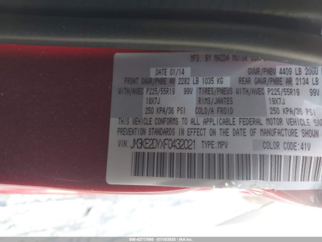 42717095 :رقم المزاد ، JM3KE2DYXF0432021 vin ، 2015 Mazda Cx-5 Grand Touring مزاد بيع