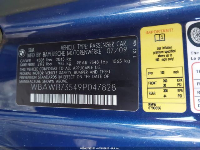 2009 BMW 335I WBAWB73549P047828 Photo 8