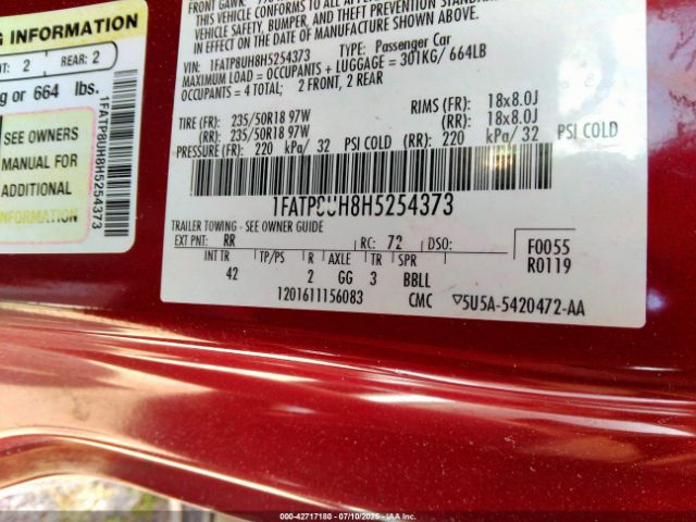 2017 FORD MUSTANG 1FATP8UH8H5254373 Photo 8