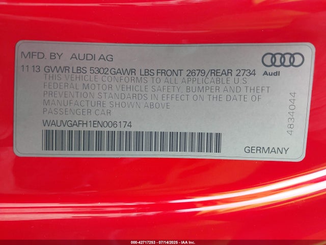 2014 AUDI S5 WAUVGAFH1EN006174 Photo 8