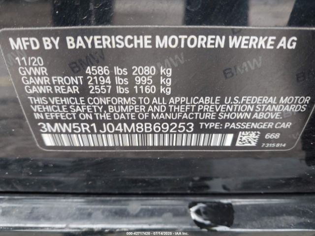 2021 BMW 330I 3MW5R1J04M8B69253 Photo 8