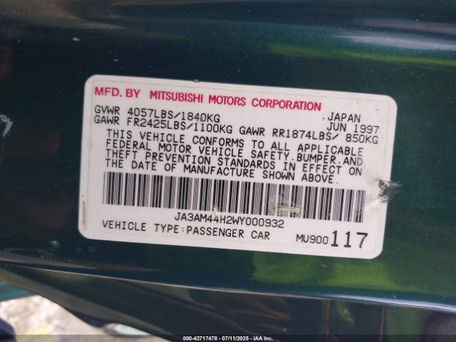 1998 MITSUBISHI 3000 GT JA3AM44H2WY000932 Photo 8