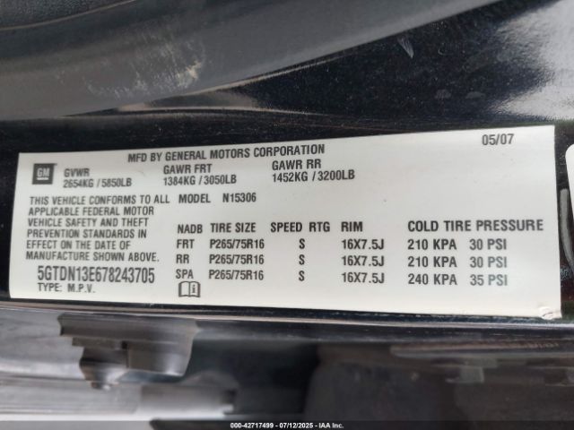 2007 HUMMER H3 SUV 5GTDN13E678243705 Photo 8