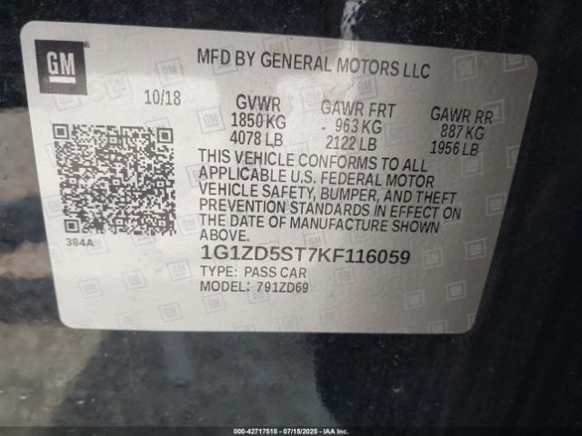 2019 CHEVROLET MALIBU 1G1ZD5ST7KF116059 Photo 8