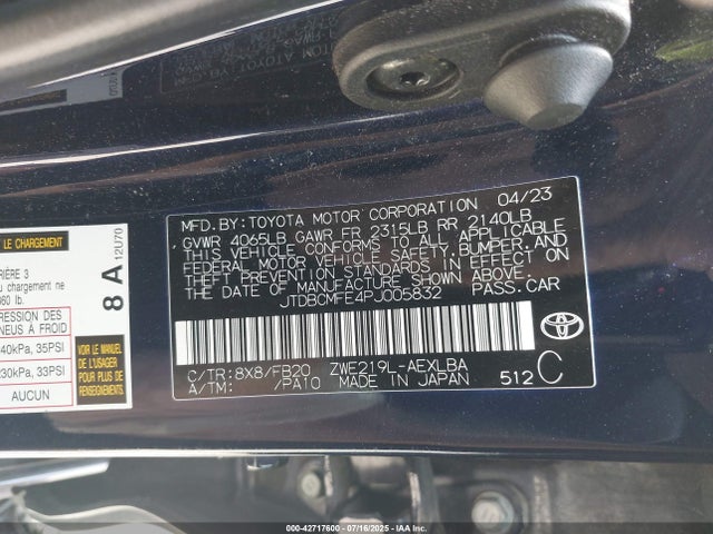 Toyota 2zr-fxe, 1vm 2023 JTDBCMFE4PJ005832 Image 9