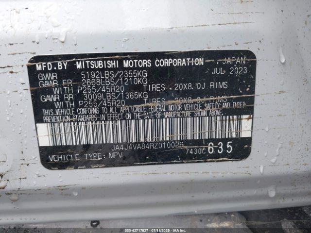 2024 MITSUBISHI OUTLANDER JA4J4VA84RZ010026 Photo 8