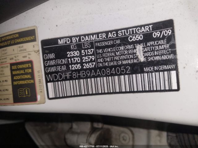 2010 MERCEDES-BENZ E 350 WDDHF8HB9AA084052 Photo 8