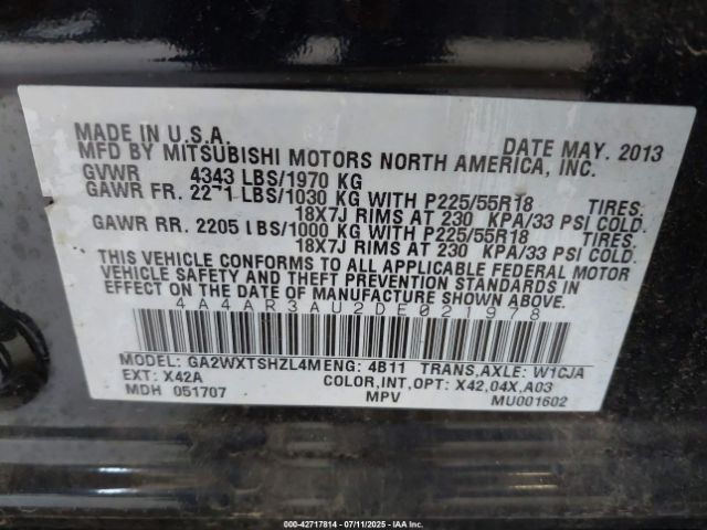 2013 MITSUBISHI OUTLANDER SPORT 4A4AR3AU2DE021978 Photo 8