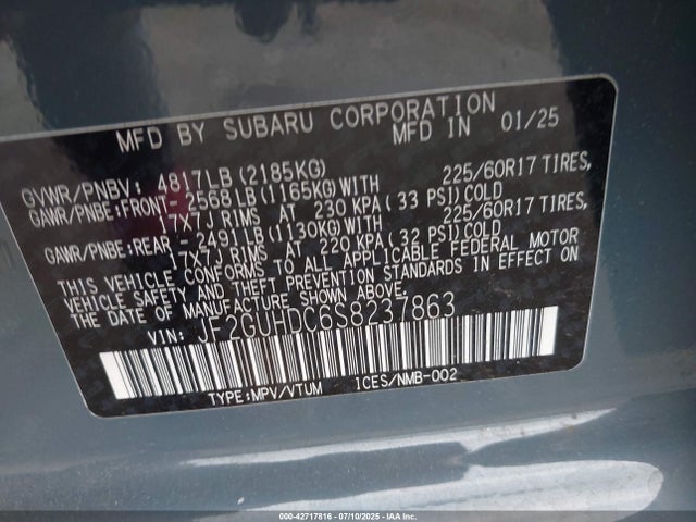 JF2GUHDC6S8237863 Subaru na