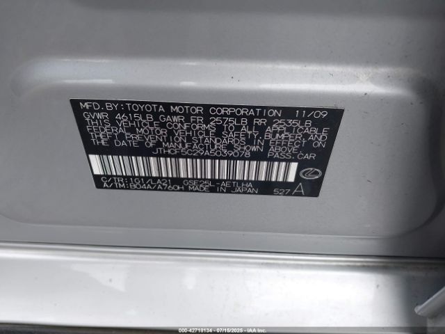 2010 LEXUS IS 250 JTHCF5C29A5039078 Photo 8