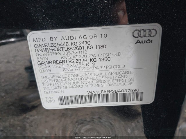 2011 AUDI Q5 WA1LFAFP3BA037590 Photo 8
