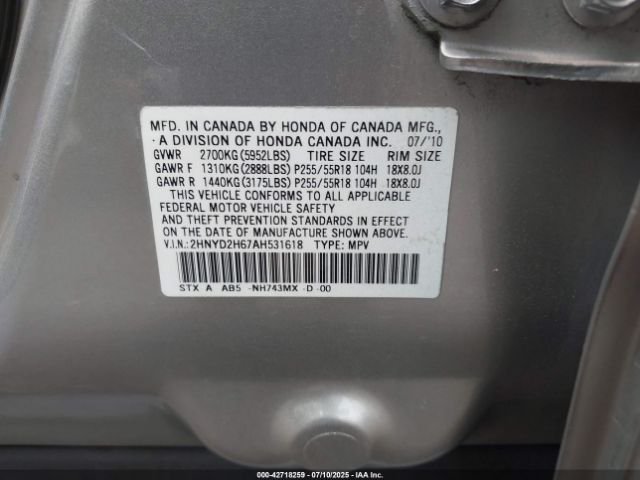 2010 ACURA MDX 2HNYD2H67AH531618 Photo 8