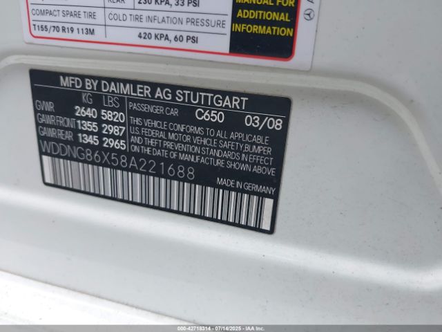 2008 MERCEDES-BENZ S 550 WDDNG86X58A221688 Photo 8