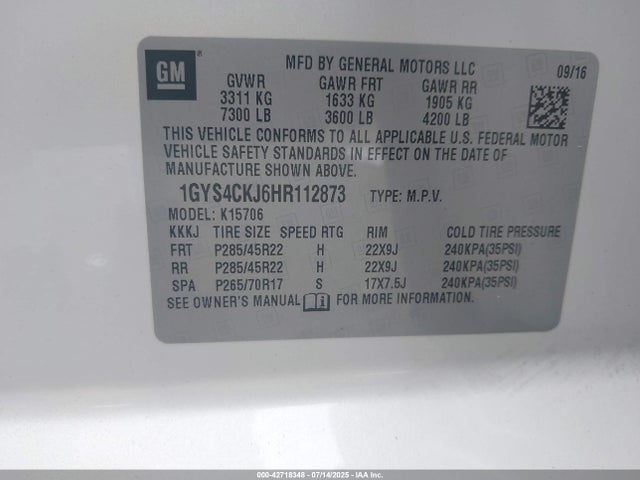 2017 CADILLAC ESCALADE 1GYS4CKJ6HR112873 Photo 8