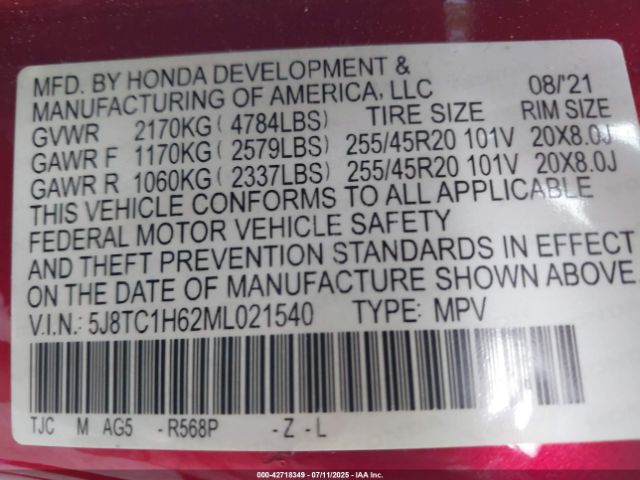 2021 ACURA RDX 5J8TC1H62ML021540 Photo 8