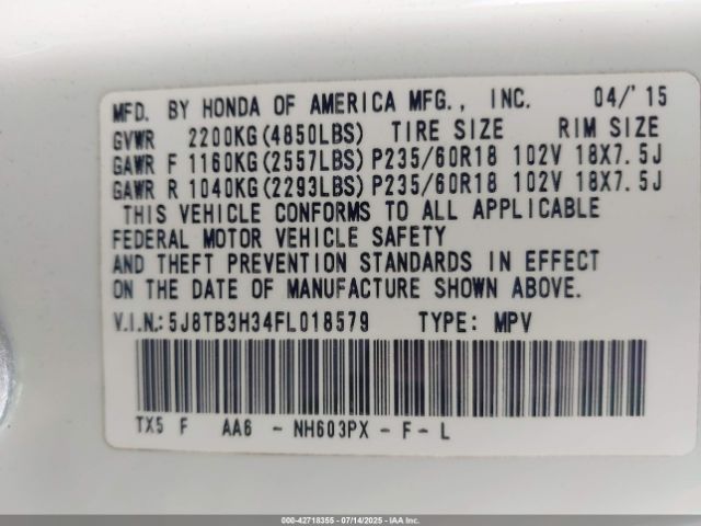 2015 ACURA RDX 5J8TB3H34FL018579 Photo 8