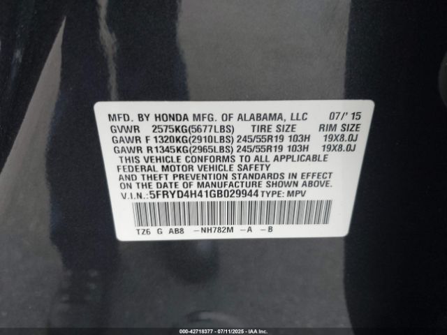 2016 ACURA MDX 5FRYD4H41GB029944 Photo 8