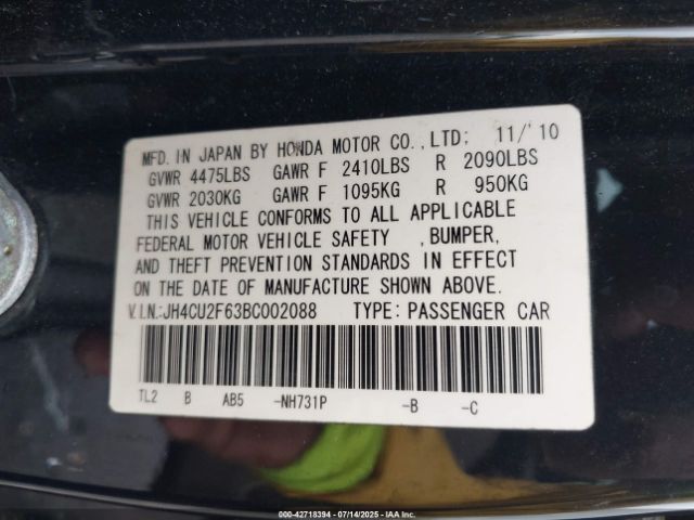 2011 ACURA TSX JH4CU2F63BC002088 Photo 8