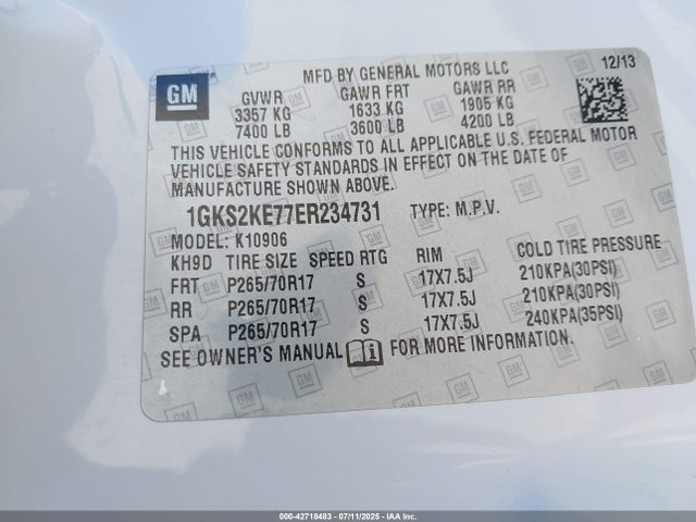 2014 GMC YUKON XL 1500 1GKS2KE77ER234731 Photo 8