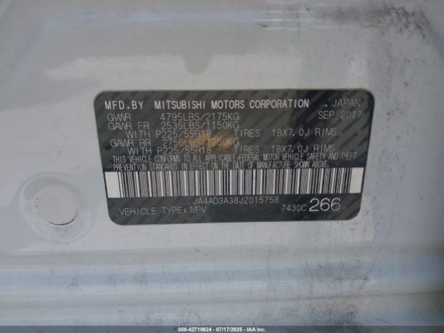 2018 MITSUBISHI OUTLANDER JA4AD3A38JZ015758 Photo 8