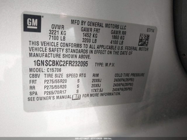 2015 CHEVROLET TAHOE 1GNSCBKC2FR232095 Photo 8
