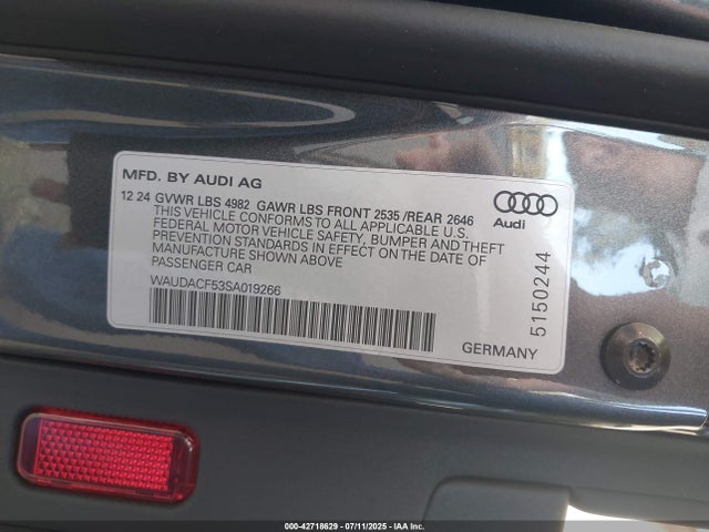 WAUDACF53SA019266 Audi 45 tfsi (2.0t)